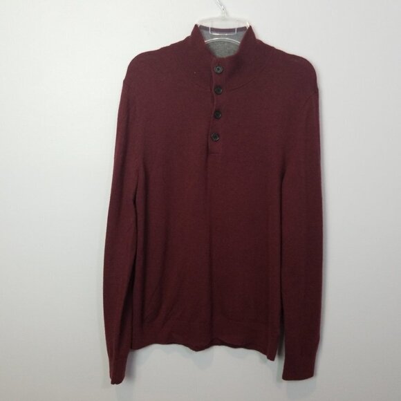 EXPRESS Men's Burgundy Red Wool Sweater Buttons - Picture 2 of 8